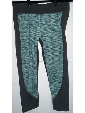 Fabletics Yoga Capri Legging size M  Gray Heather Blue Green